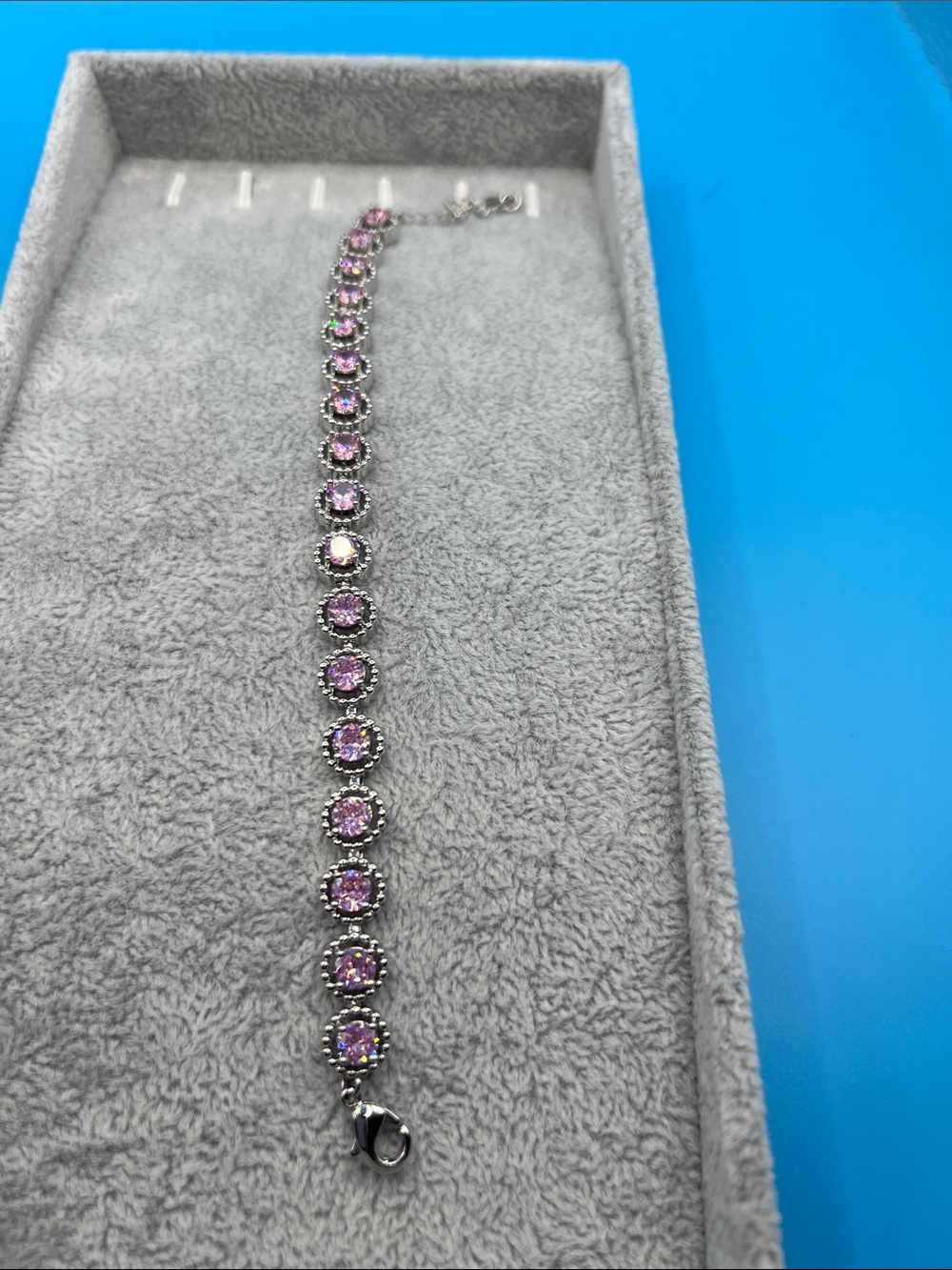 Silver-Tone Bracelet with Pink Crystal Accents